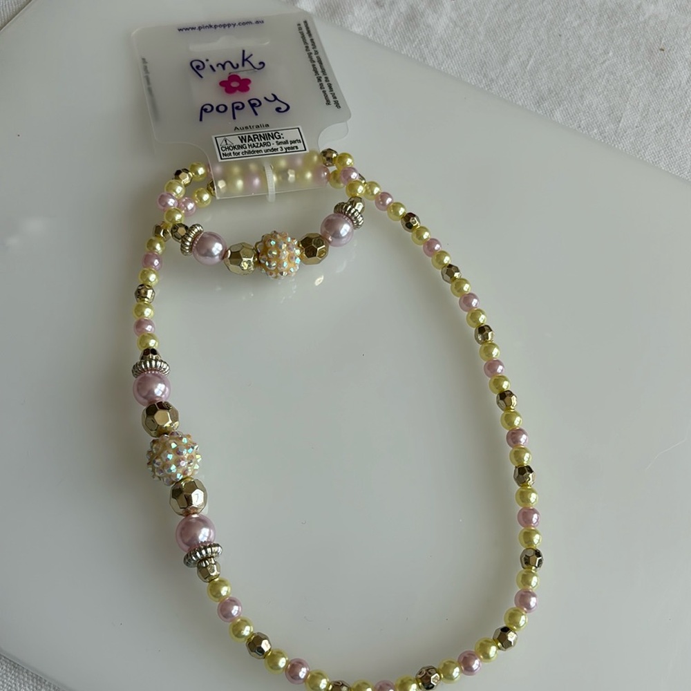 Pink Poppy necklace and bracelet set NWT